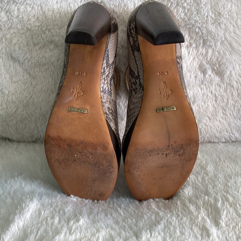 COLE HAAN Nike Air Snakeskin Leather Print Mary Jane Wooden Platform Heels - Picture 7 of 9